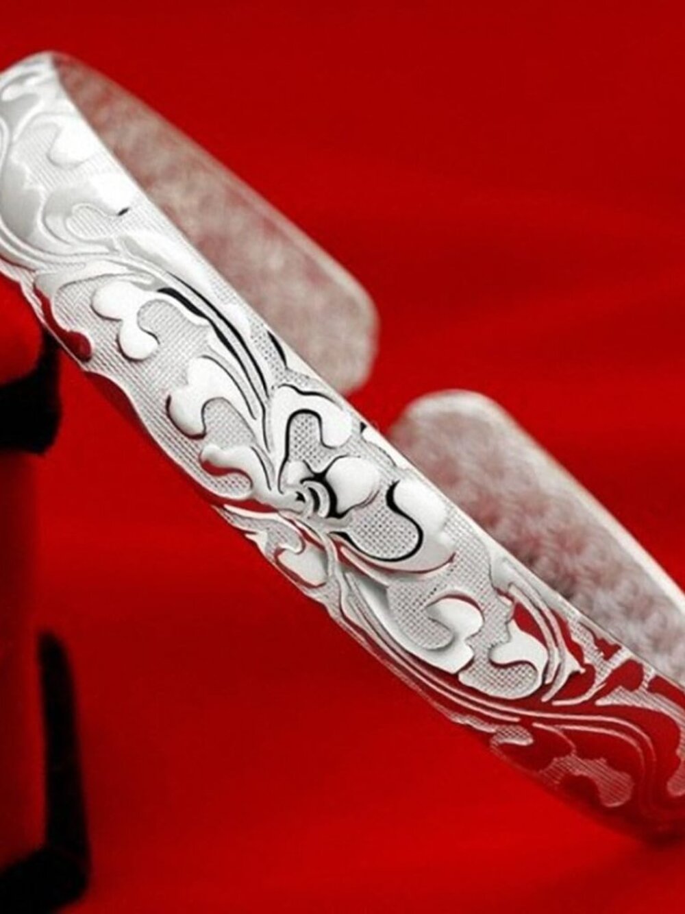 Sterling Silver Plated Cuff Bangle Bracelets Adjustable Jewelry Fashion Simple O - Picture 2 of 5